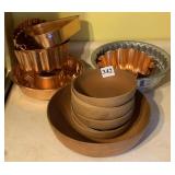 ELLINGERS AGATIZED WOOD SALAD SET, COPPER MOLDS