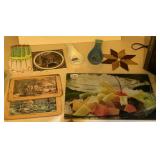DELF TILE TRIVET, SPOON RESTS, ASPARAGUS SPOON