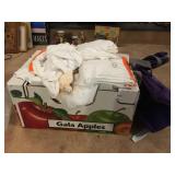 BOX OF WHITE TOWELS AND SAMS CLUB LARGE FREEZER