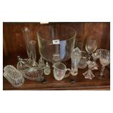 LARGE TRIFLE DISH, LEAD CRYSTAL PIECES INCLUDING