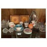 CRYSTAL LEAF DISHES, WEDGEWOOD TRINKET DISH,