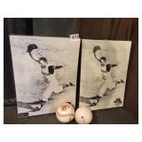 2 BASEBALL PICTURE GIVEAWAYS, BALLS AND HILLERICH