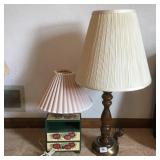 30" WOOD BASE LAMP AND SMALLER APPLE THEME LAMP,