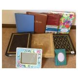 CERAMIC MOSAIC FRAME AND ASSORTED PHOTO ALBUMS