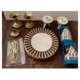 4 KING TUT LUNCH PLATES, 2 DELF KLM LIQUOR