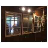 3 PANELS OF WINDOW FRAME MIRRORS