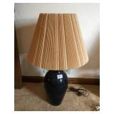 29" HAND THROWN POTTERY LAMP WITH BLUE DRIP GLAZE