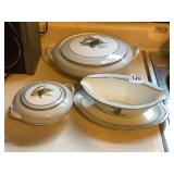 NORITAKE CHINA FERNWOOD GRAVY DISH WITH LINER,