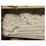 LARGE LOT OF SOLID WHITE BATH TOWELS, HAND TOWELS
