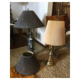 BRASS LAMP, INTERESTING METAL BASED LAMP 32" AND