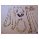 GROUP OF PEARL NECKLACES AND ONE BRACELET ONE