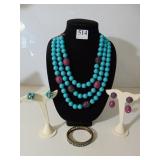 HEIDI DAUS TRIPLE STRAND BEADED NECKLACE WITH