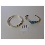 TWO STERLING 925 BRACELETS ONE CUFF WITH BLUE