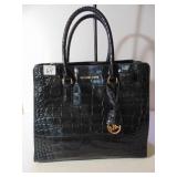 MICHAEL KORS BLACK FAUX CROC TOTE BAG LIKE
