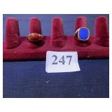 14K GOLD RING WITH BURNT ORANGE STONE SIZE 7-3/4