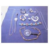 SILVER TONE CUFF BRACELET, SILVER TONE HAIR BAND,