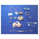 12K GOLD FILLED BRACELET, TWO PAIR EARRINGS,