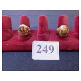 TWO 10K GOLD CLASS RINGS ONE SIZE 7 ONE SIZE 8.5
