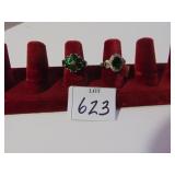 TWO RUSSIAN DIOPSIDE SIZE 6 STERLING 925 SILVER