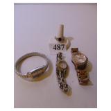 SILVER TONE RING SIZE 8 WITH BLUE STONE, THREE