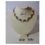 TRIFARI SILVER TONE METAL AND RHINESTONE NECKLACE