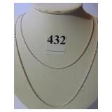 TWO STERLING SILVER CHAIN NECKLACES ONE 18" ONE