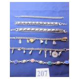 GROUP OF SIX BRACELETS, SCARAB BEETLE, POLISHED