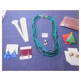 BEADED NECKLACE, EARRINGS, PITTSBURGH NATIONAL