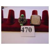 TWO STERLING SILVER RINGS SIZE 10 ONE WITH DURZY