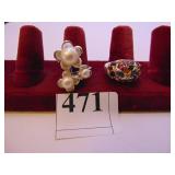 TWO STERLING SILVER RINGS SIZE 10 ONE WITH PEARLS