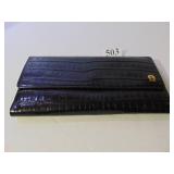 ETIENNE AIGNER BLACK LEATHER CROC LOOK WALLET