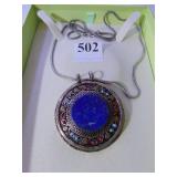 LARGE 2-3/4" STAINLESS STEEL PENDANT WITH LAPIS