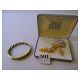 NOLAN MILLER GOLD TONE RHINESTONE PIN, HEIDI DAUS