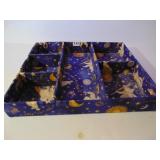 FABRIC COVERED SECTIONED TRAY WITH ANGEL AND SUN