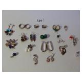 GROUP OF EARRINGS TIGER EYE, 925 SILVER,