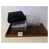 VELVET LINED TRAY, BLACK VELVET JEWELRY BOX