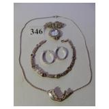 SILVER TONE WATCH PENDANT, NECKLACE, HOOP