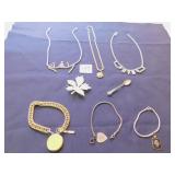 THREE RHINESTONE NECKLACES ONE WITH MASONIC