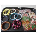 HOLIDAY EARRINGS, 8 BRACELETS