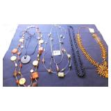 BLACK BEADED NECKLACE, TRIPLE STRAND BEADED