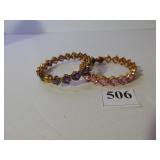TWO LARGE RHINESTONE GOLD TONE BRACELETS MAGNETIC