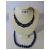 BLUE STONE NECKLACE ON STERLING SILVER, BLUE