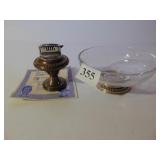 WEIGHTED LIGHTER AND STERLING BASE ETCHED BOWL 5"