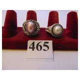 TWO STERLING SILVER RINGS SIZE 10 ONE WITH PEARL