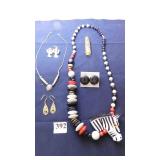 PAINTED WOOD BEAD NECKLACE WITH ZERA HEAD, TWO