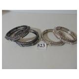 FOUR IMAN BANGLE BRACELETS WITH RHINESTONES DARK