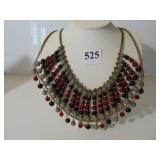 CLEOPATRA STYLE GOLD TONE CHAIN AND BEADED