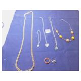 MONEY GOLD TONE CHAIN NECKLACE 36", GLASS BEADED