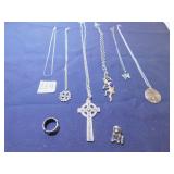 GROUP OF PENDANT NECKLACES, SILVER TONE, MONET