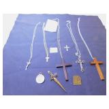 GROUP OF RELIGIOUS PENDANT NECKLACES WOOD AND